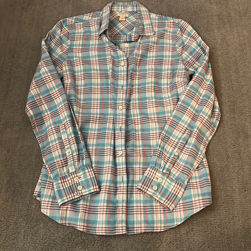 J Crew Perfect Fit Plaid Flannel Button Down
